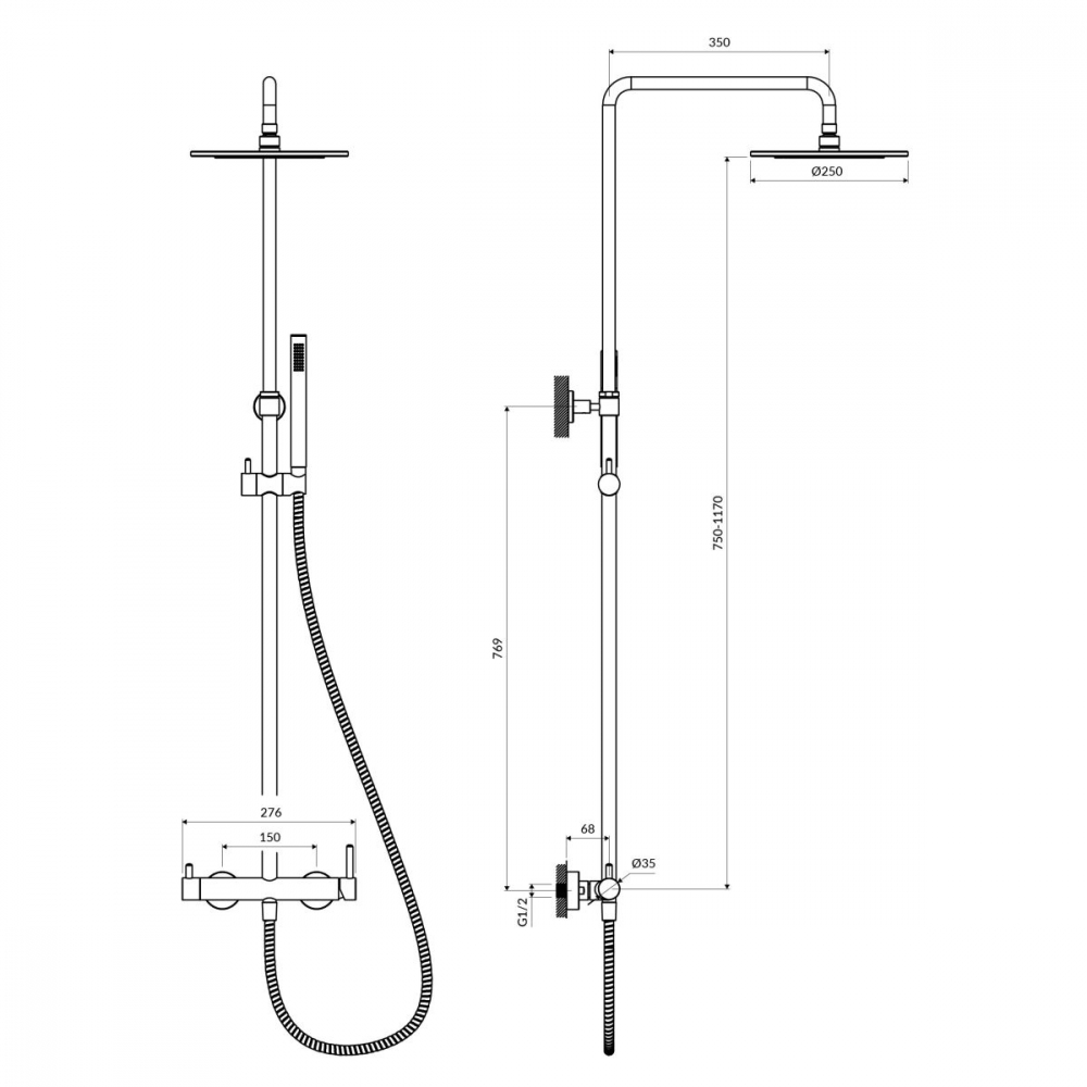 Omnires Y set de duș perete da negru Y1244MBL [2]