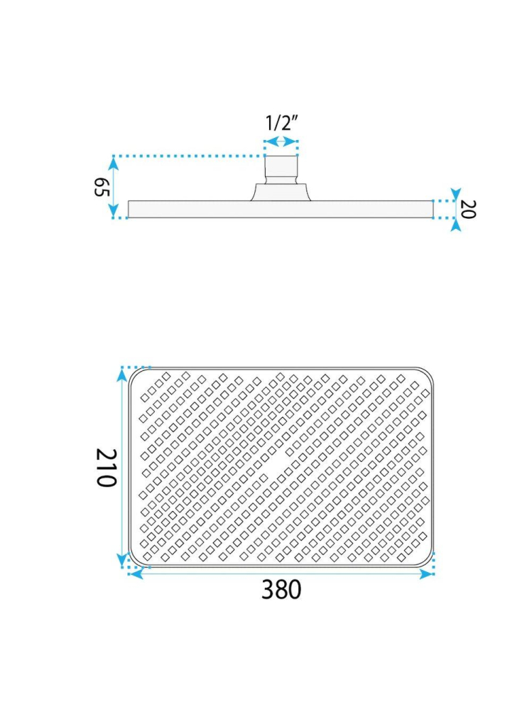 Palarie dus dreptunghiulara Rea JS-032 auriu 380x210mm ABS sistem Anti-Calc [10]