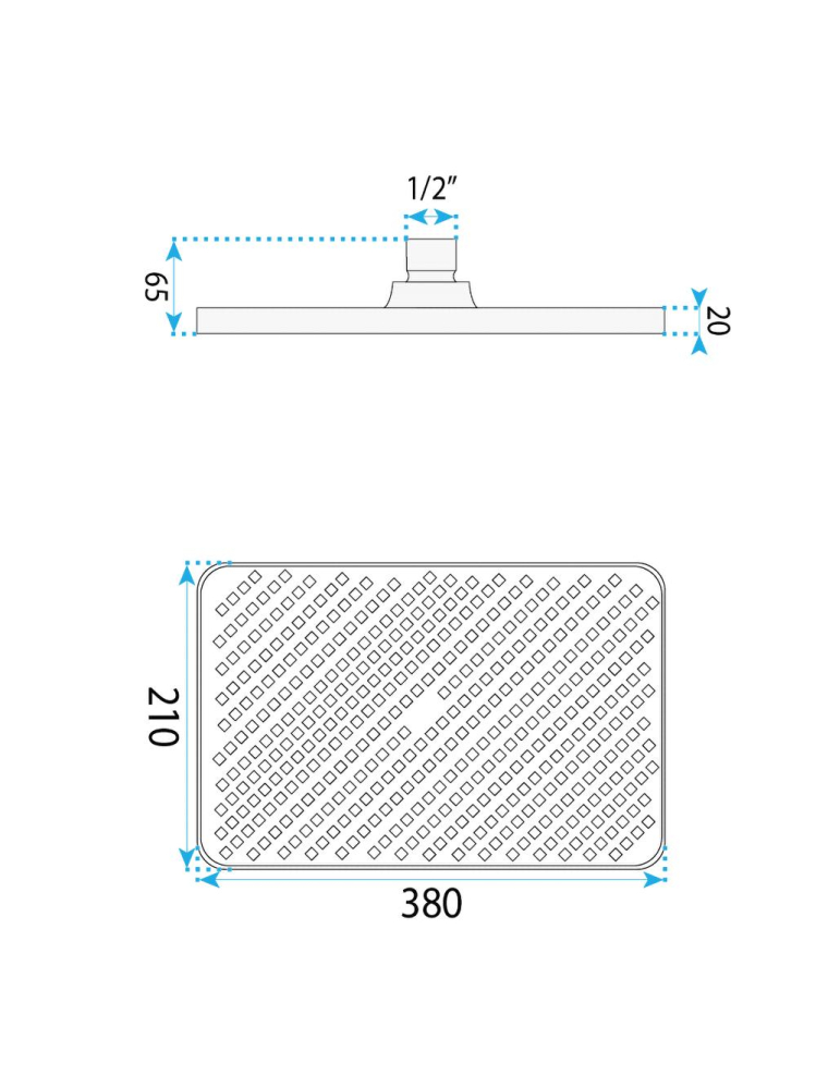 Palarie de dus dreptunghiulara Rea JS-032 auriu periat 380x210 mm ABS [11]