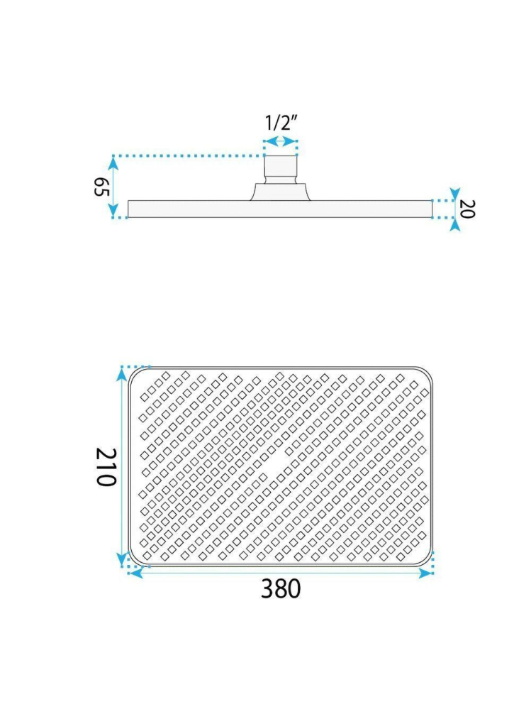 Palarie de dus dreptunghiulara REA JS-032 nickel periat 380x210mm ABS [10]