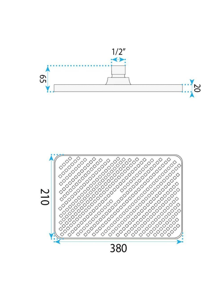 Palarie dus dreptunghiulara Rea JS-032 Titan 380x210mm ABS Anti-Calc [10]