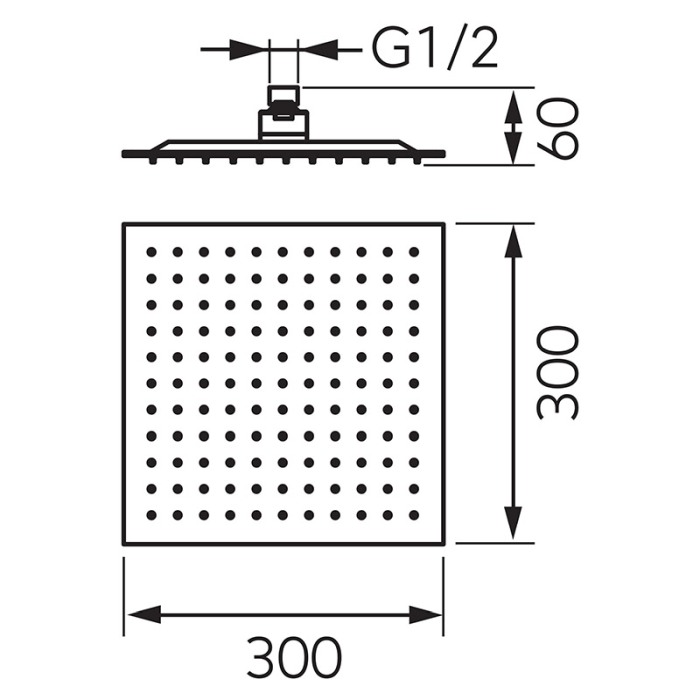 Palarie de dus, Ferro, Slim, 30 x 30 cm, negru mat [2]
