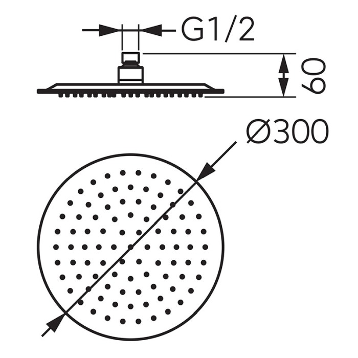 Palarie de dus, Ferro, Slim, diametru 30 cm, crom [2]