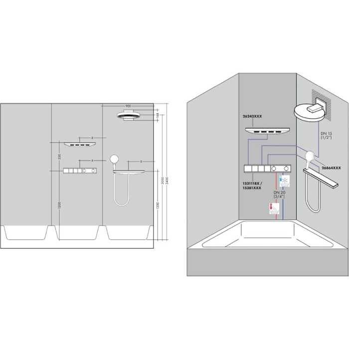 Palarie de dus fix, Hansgrohe, Rainfinity 360, 1 jet, alb mat [5]