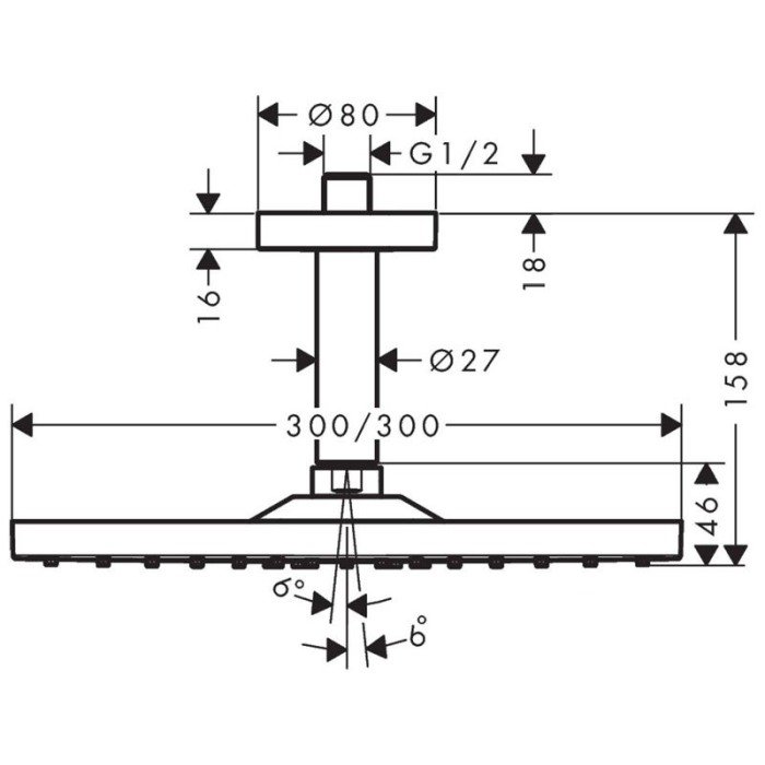Palarie de dus, Hansgrohe, Raindance E 300, cu brat de tavan, bronz periat [2]