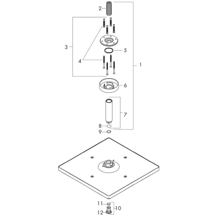 Palarie de dus, Hansgrohe, Raindance E 300, cu brat de tavan, bronz periat [3]