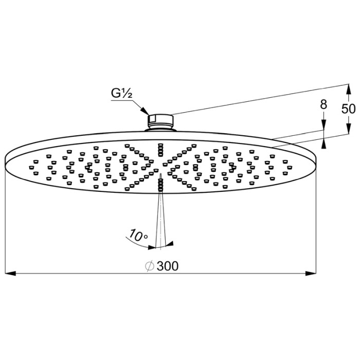 Palarie de dus, Kludi, A-QA, rotunda, diametrul de 30 cm, negru mat [2]