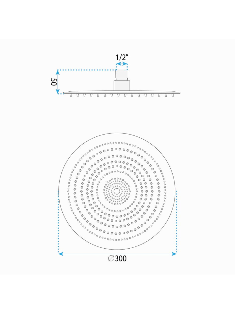 Cap de dus rotund REA JS-P014 crom 300mm inox Anti-Calc articulatie sferica [12]