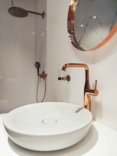 Palarie dus fix Grohe Rainshower Cosmopolitan 310, Ø31 cm cu brat, montaj pe perete, cupru (warm sunset) [2]