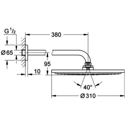Palarie dus fix Grohe Rainshower Cosmopolitan 310, Ø31 cm cu brat pe perete, auriu (cool sunrise) [5]