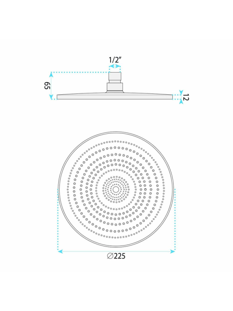 Cap de dus rotund Rea JS-021 auriu periat 225mm ABS [8]