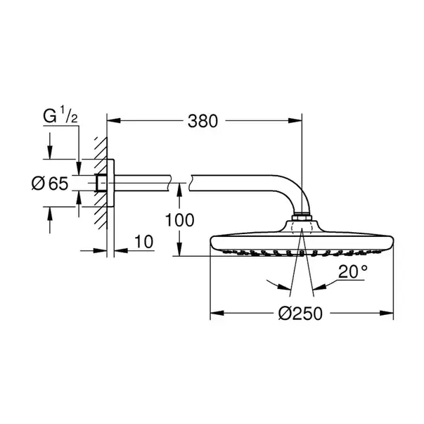 Palarie si brat de dus Grohe Tempesta 250 rotunda crom [2]