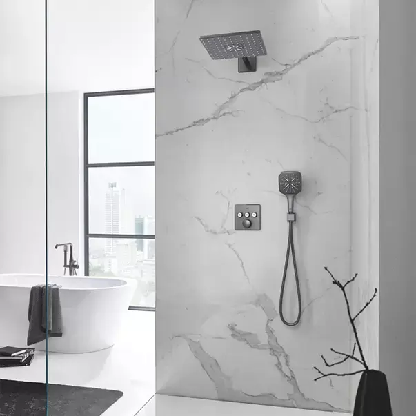 Para de dus Grohe Rainshower SmartActive 130 Cube 3 functii antracit periat Hard Graphite [4]
