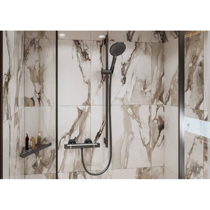 Pară de duș, Hansgrohe, Raindance Select S 120, cu 3 jeturi, negru cromat periat [3]