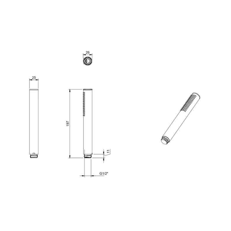 Pară de duș Villeroy&Boch, Verve, tip baton, 1 jet, brushed nickel [5]