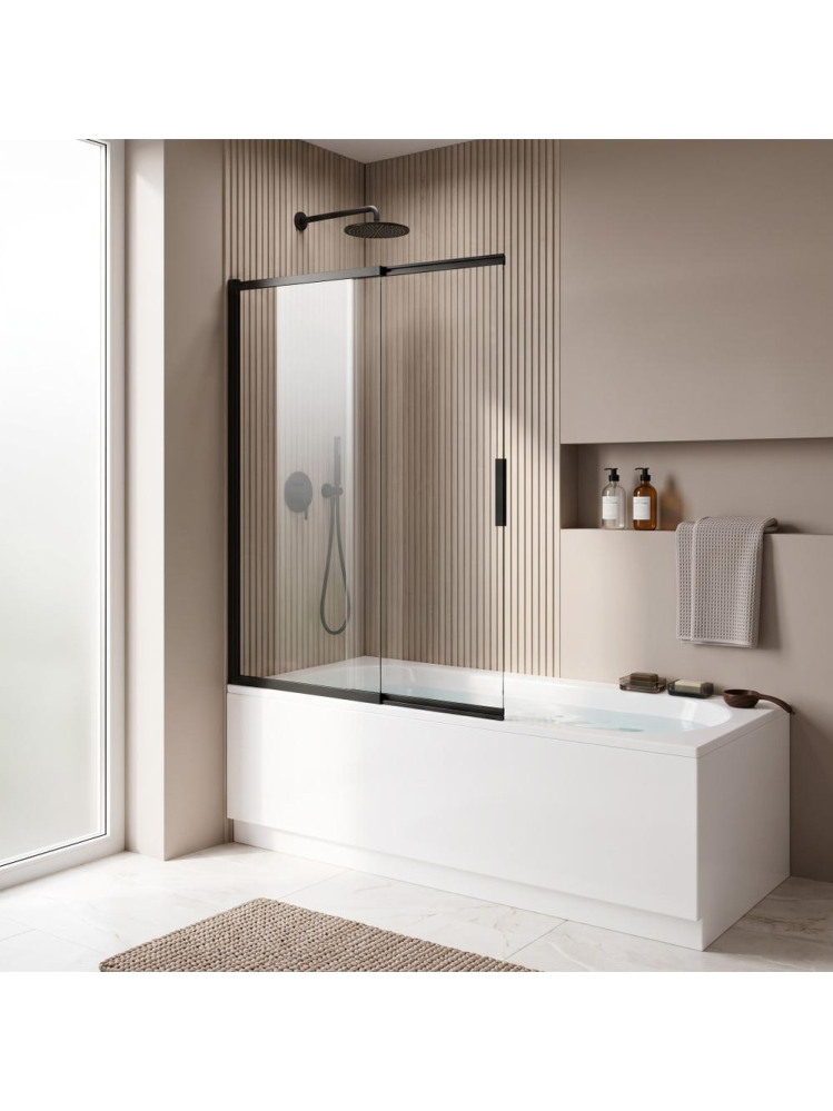 Paravan cada culisant REA Dario negru 120x140 cm profil aluminiu sticla securizata 6 mm [7]