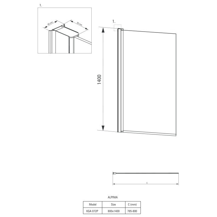 Paravan de cada Deante Alpinia 80x140 cm [2]