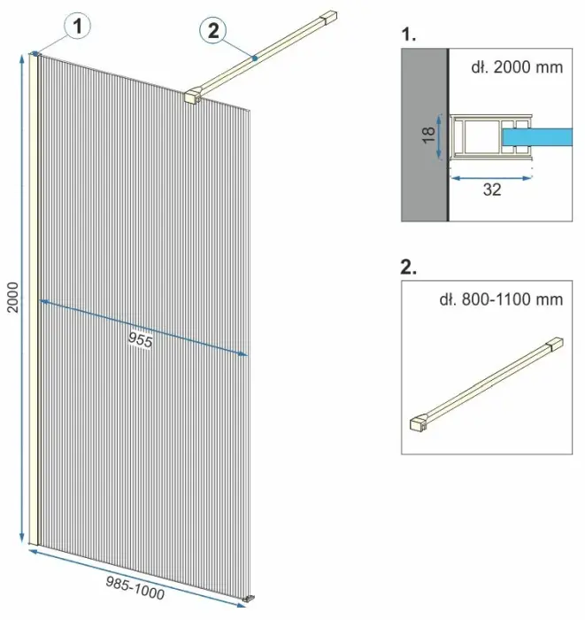Paravan de dus Aero Intimo Negru Mat 100cm, Rea [7]