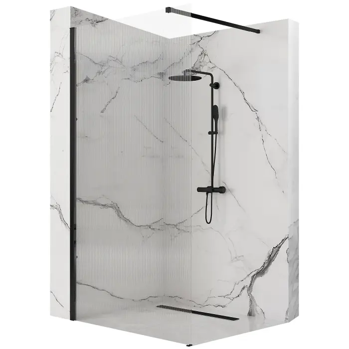 Paravan de dus Aero Intimo Negru Mat 90cm, Rea [1]