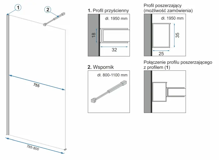 Paravan de dus Aero Transparent N 70cm, Rea [8]
