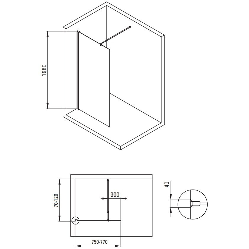 Paravan de dus Deante Kerria Plus crom 80x200 cm [4]