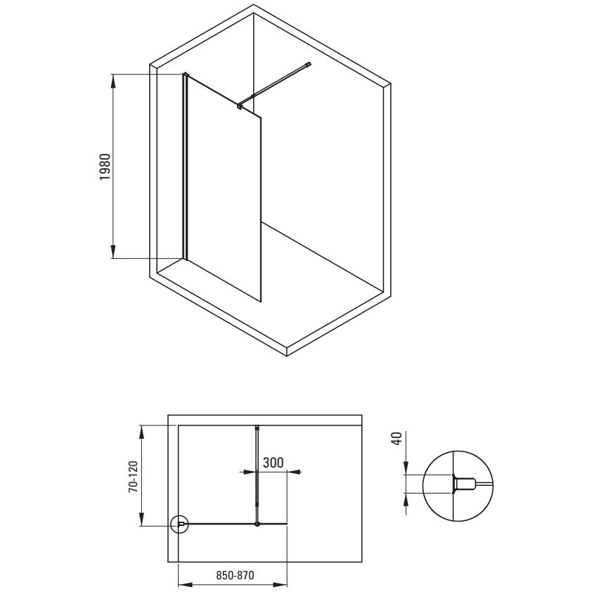 Paravan de dus Deante Kerria Plus crom 90x200 cm [3]