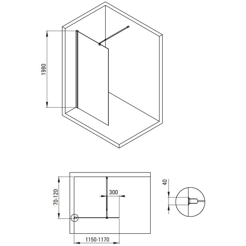Paravan de dus Deante Kerria Plus negru mat 120x200 cm [3]
