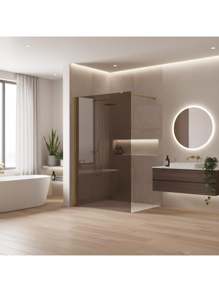 Paravan de dus fumuriu Rea Flexi Brown 100 cm auriu [10]