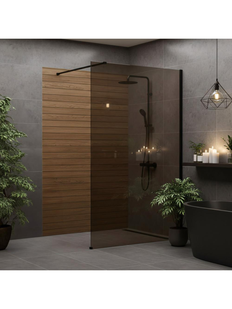Paravan de dus fumuriu Rea Flexi Brown 100 cm negru [7]