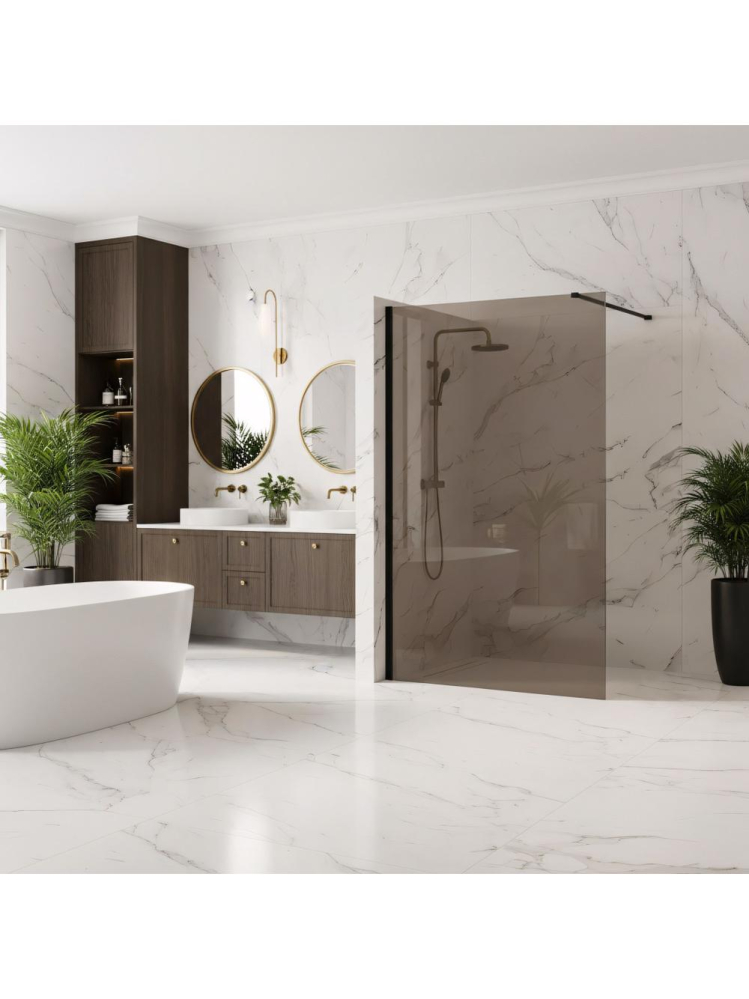 Paravan de dus fumuriu Rea Flexi Brown 110 cm negru [6]