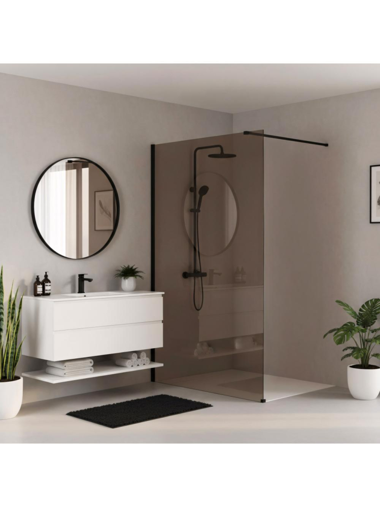 Paravan de dus fumuriu Rea Flexi Brown 110 cm negru [10]