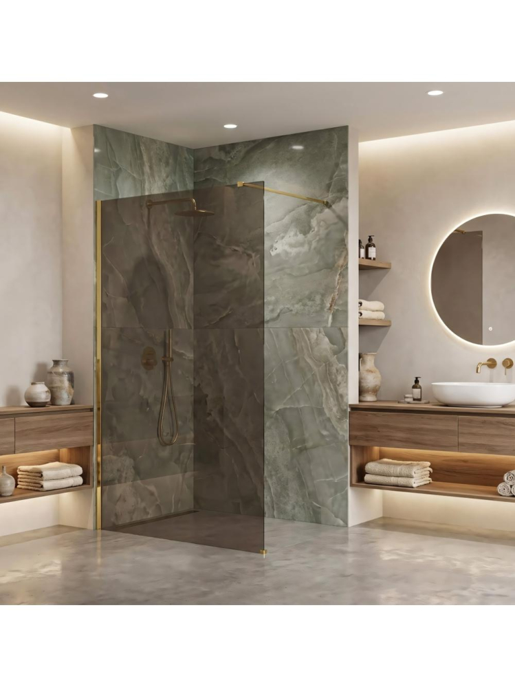 Paravan de dus fumuriu Rea Flexi Brown 120 cm auriu [6]