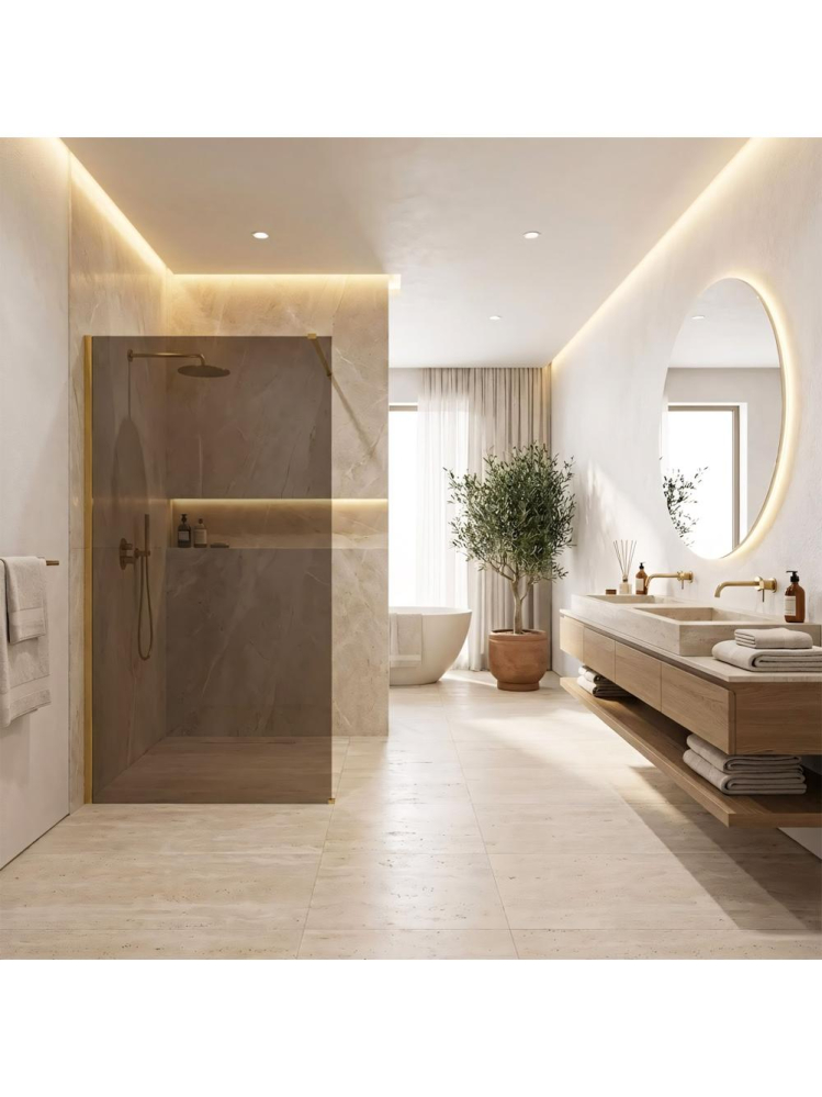 Paravan de dus fumuriu Rea Flexi Brown 120 cm auriu [3]