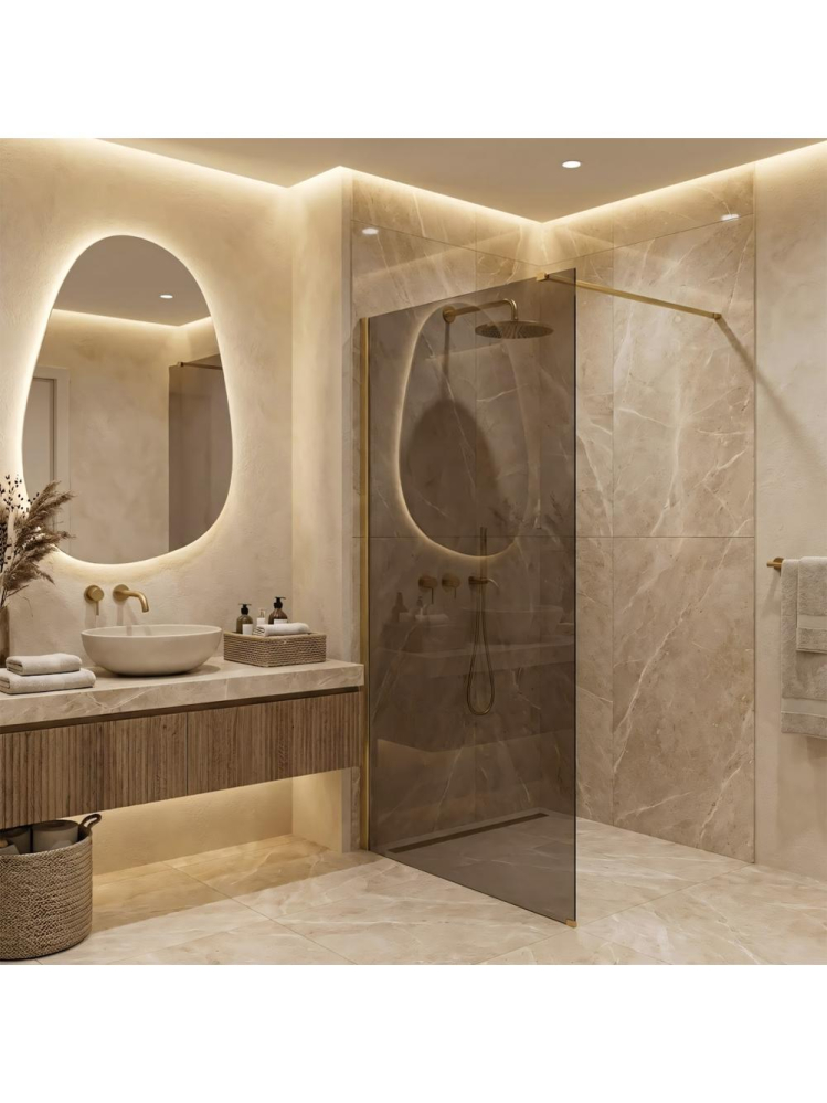 Paravan de dus fumuriu Rea Flexi Brown 120 cm auriu periat [6]