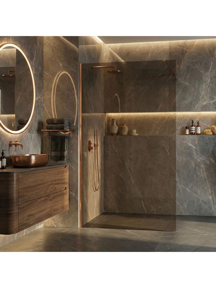 Paravan de dus fumuriu Rea Flexi Brown 120 cm cupru periat [12]