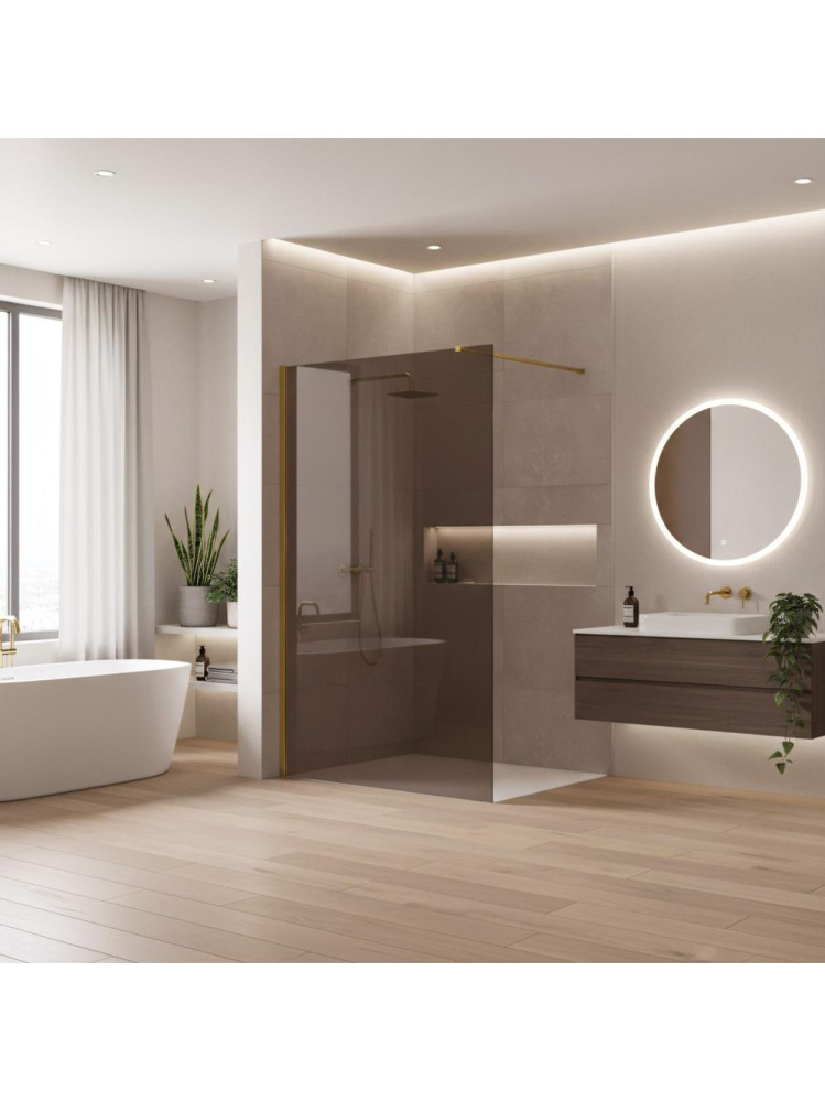 Paravan de dus fumuriu Rea Flexi Brown 130 cm auriu [3]