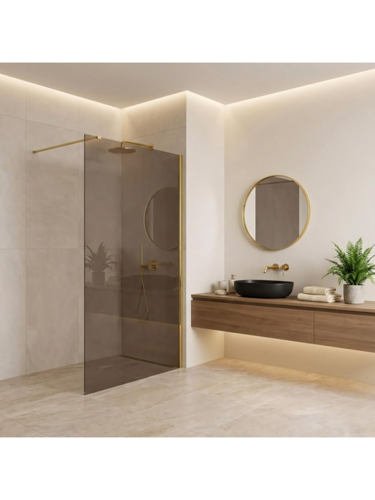 Paravan de dus fumuriu Rea Flexi Brown 130 cm auriu [10]