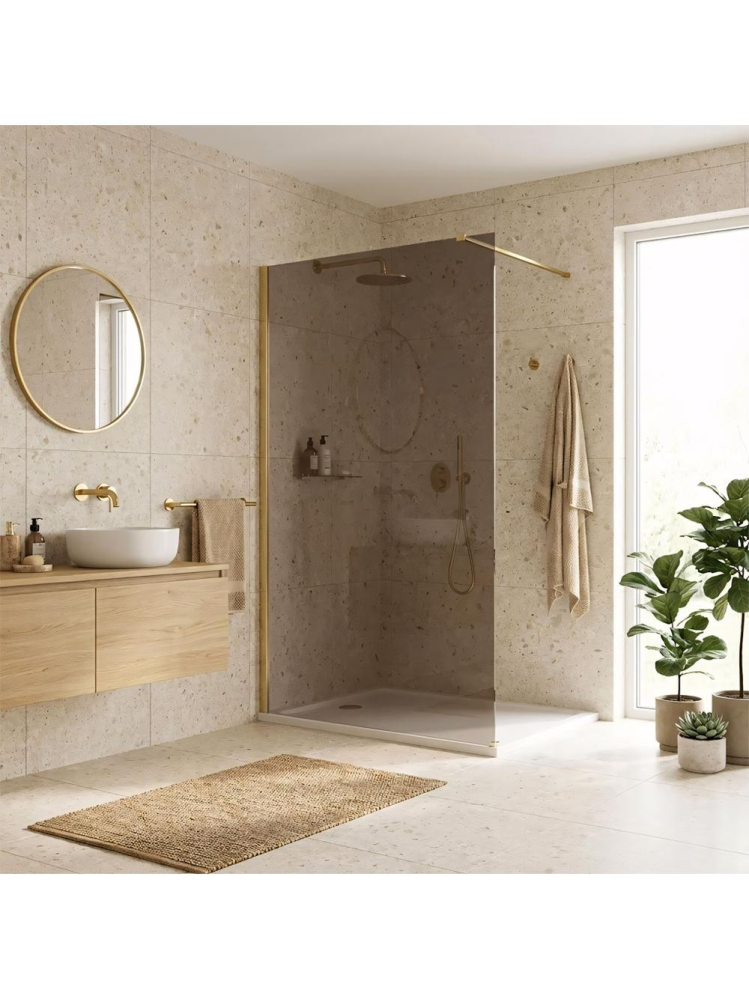 Paravan de dus fumuriu Rea Flexi Brown 130 cm auriu periat [5]