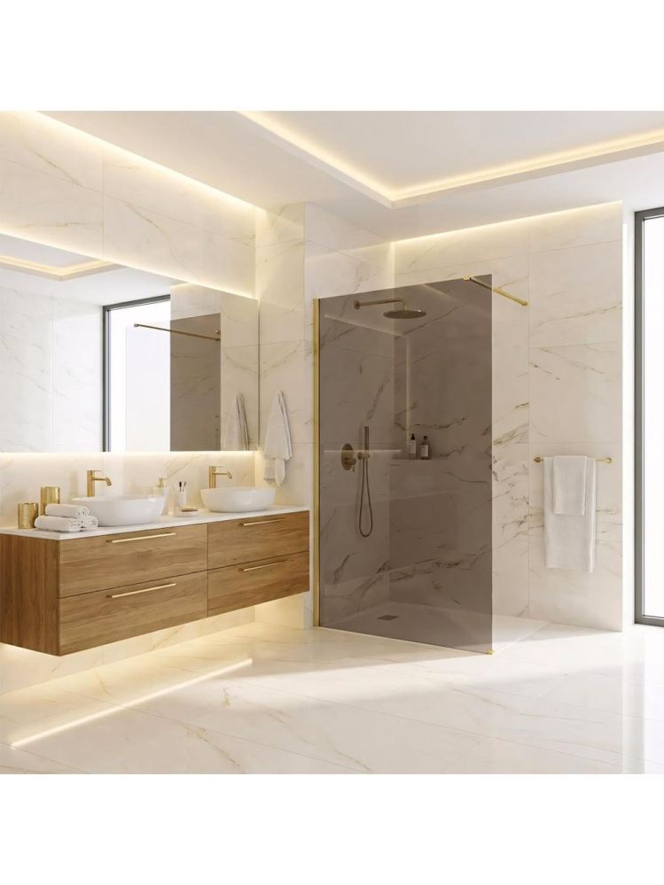 Paravan de dus fumuriu Rea Flexi Brown 130 cm auriu periat [3]