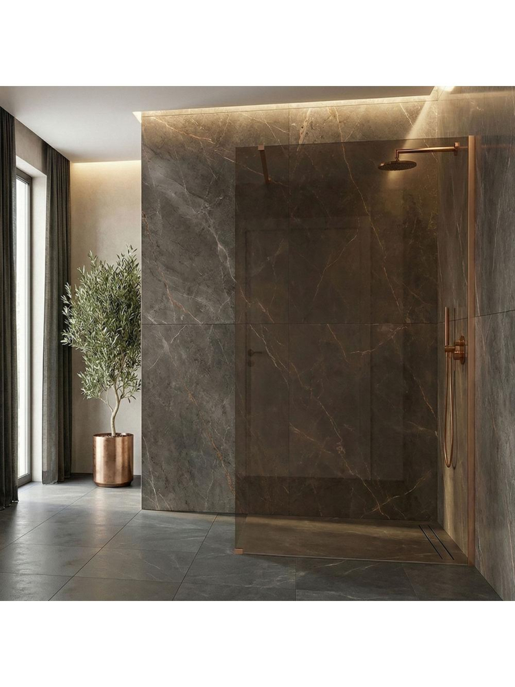 Paravan de dus fumuriu Rea Flexi Brown 130 cm cupru periat [2]