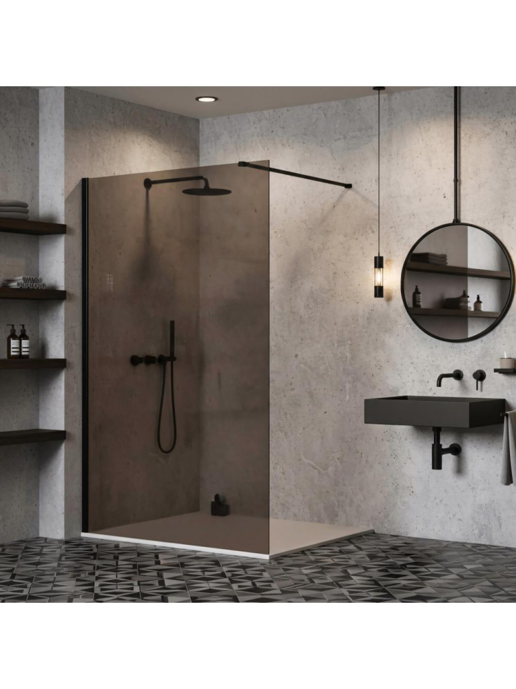 Paravan de dus fumuriu Rea Flexi Brown 130 cm negru [10]