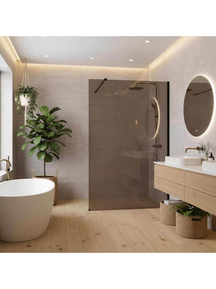 Paravan de dus fumuriu Rea Flexi Brown 130 cm negru [3]