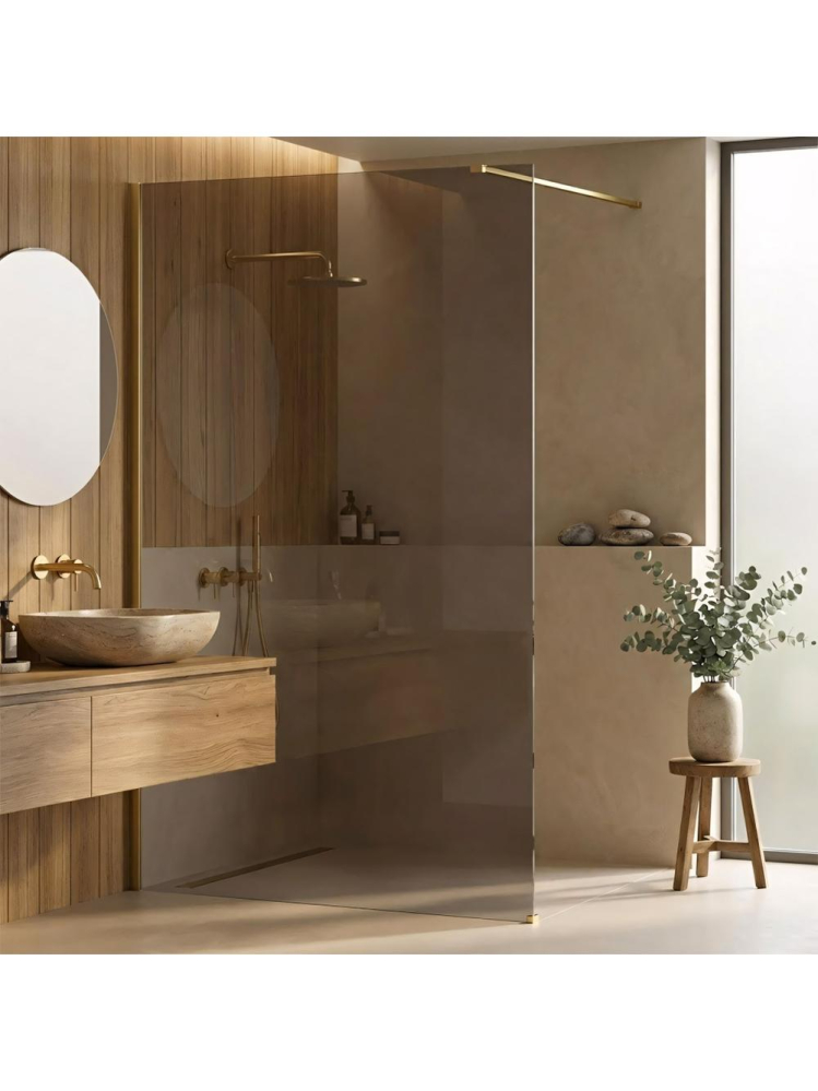Paravan de dus fumuriu Rea Flexi Brown 140 cm auriu periat [3]