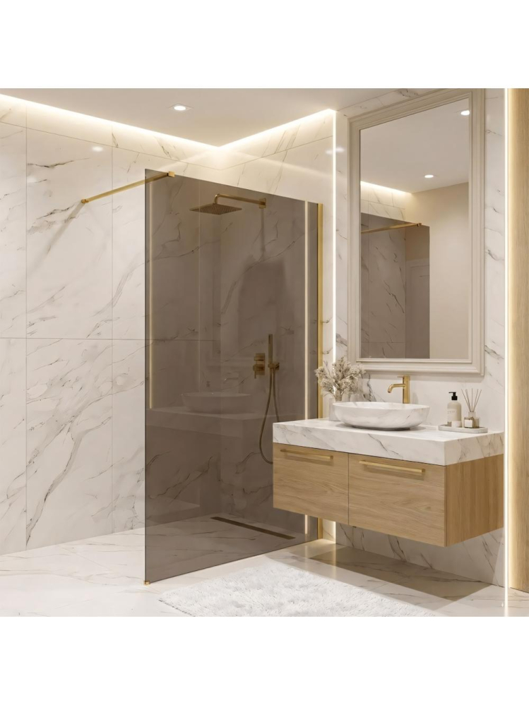 Paravan de dus fumuriu Rea Flexi Brown 140 cm auriu periat [10]