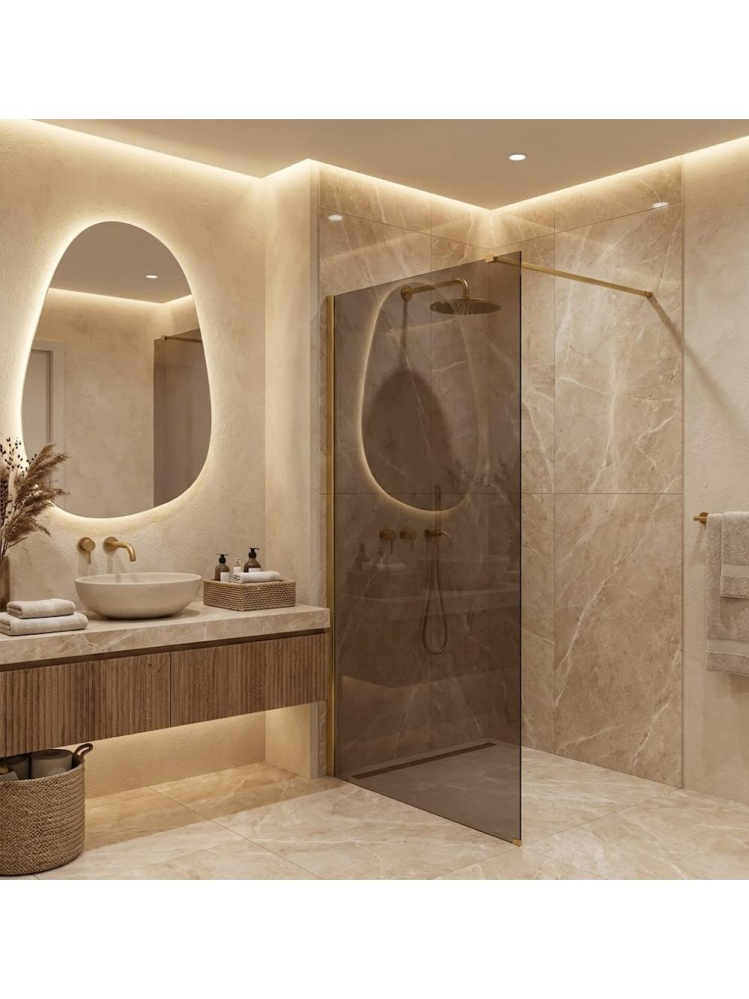 Paravan de dus fumuriu Rea Flexi Brown 140 cm auriu periat [5]