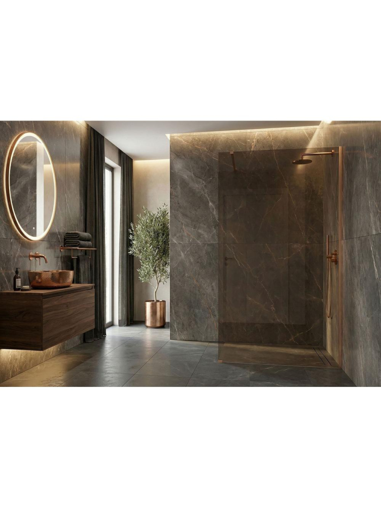 Paravan de dus fumuriu Rea Flexi Brown 140 cm cupru periat [4]