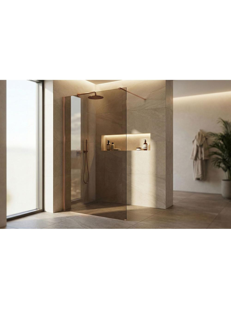 Paravan de dus fumuriu Rea Flexi Brown 140 cm cupru periat [6]