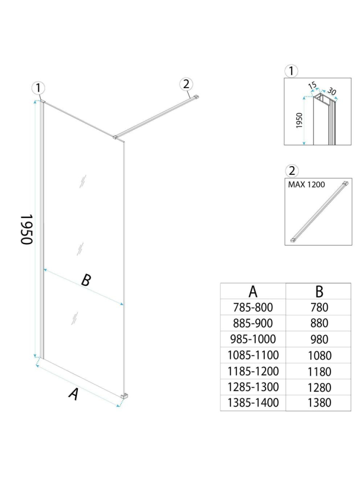 Paravan de dus fumuriu Rea Flexi Brown 140 cm negru [8]