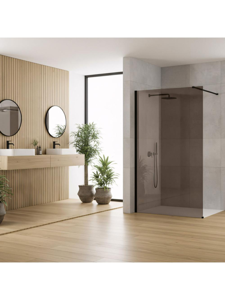 Paravan de dus fumuriu Rea Flexi Brown 140 cm negru [3]