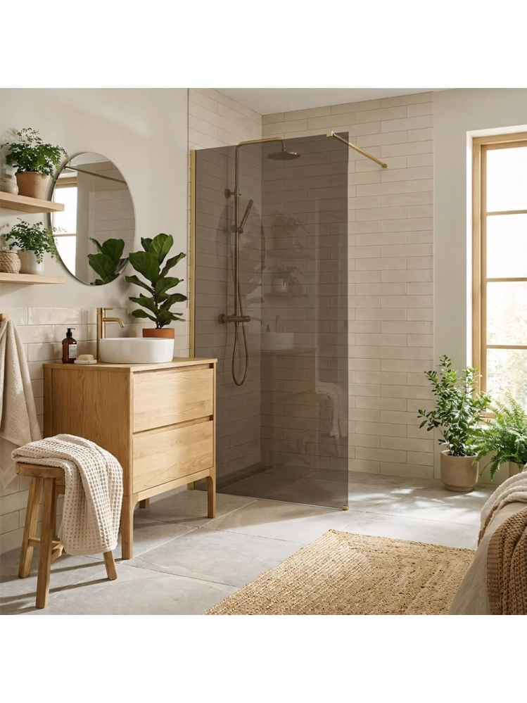 Paravan de dus fumuriu Rea Flexi Brown 80 cm auriu periat [2]